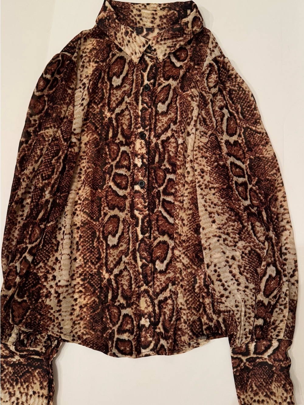 Shein Snakeskin Button Up Blouse